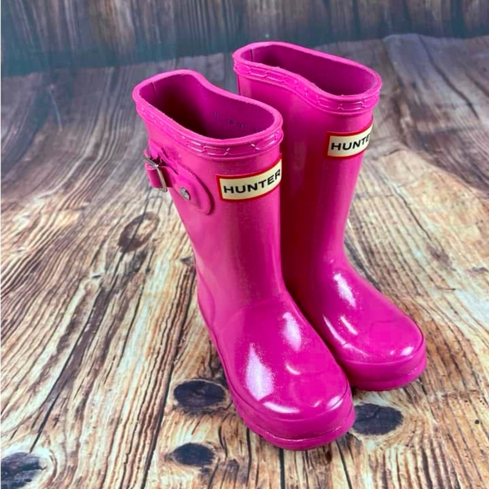 Hunter Kids Pink Glitter Boots - Picture 1 of 4